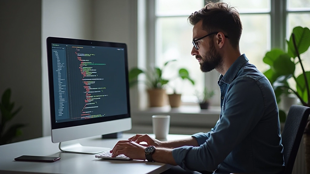 Designer werkt aan CSS-animaties op moderne werkplek