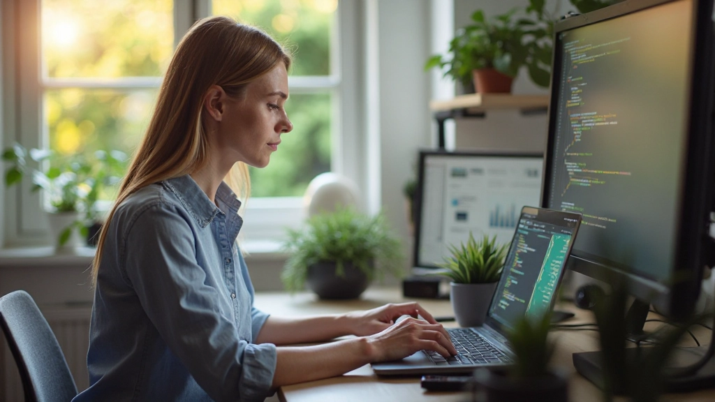Professionele webdesigner werkend aan responsive website layout op moderne computer